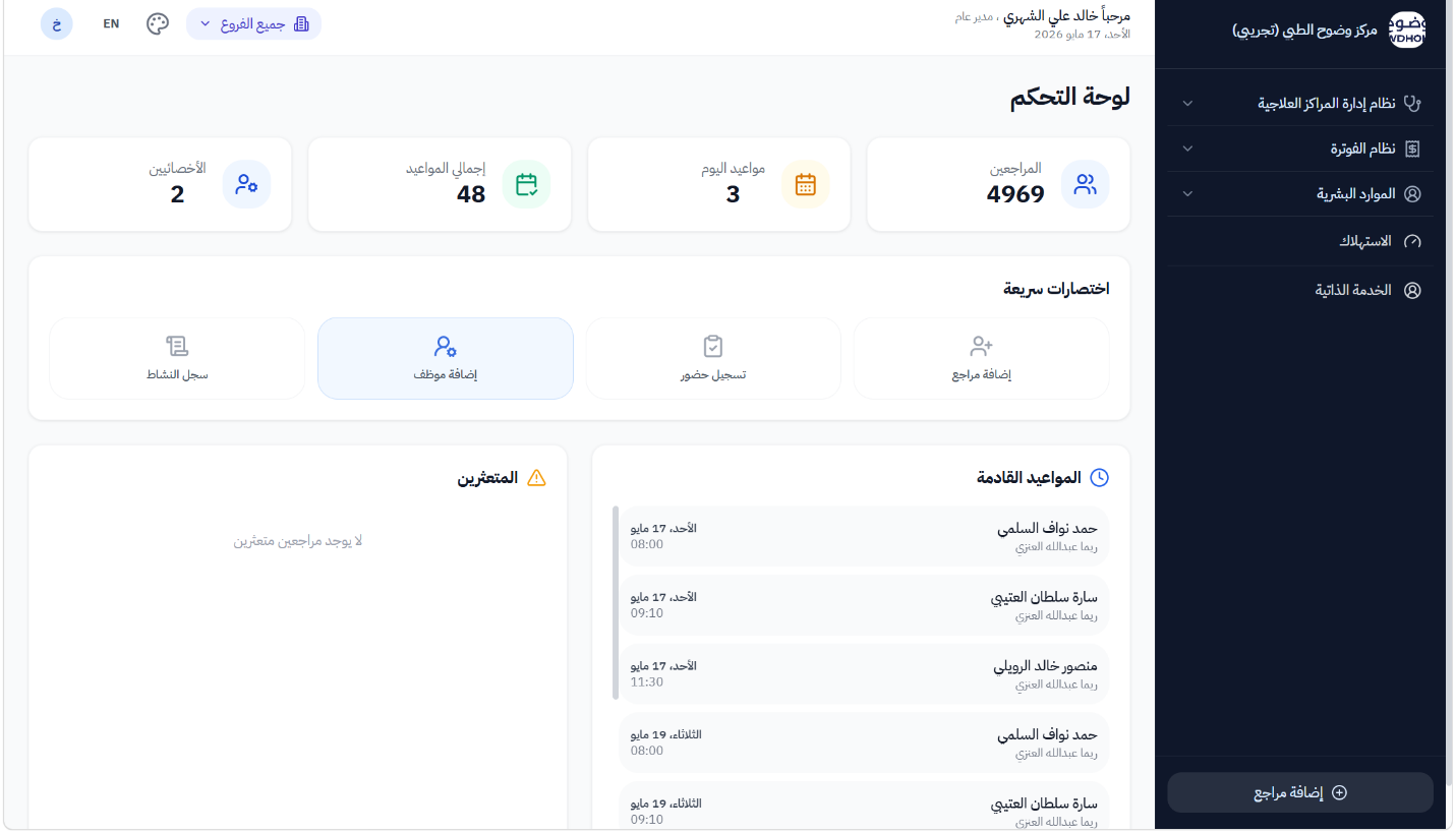 لوحة تحكم وضوح